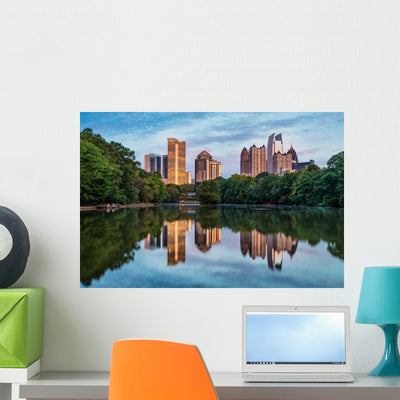 Skyline Downtown Atlanta Georgia Wall Decal shown on a wall
