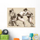 Sumo.An full sized hand drawn illustration in calligraphic style Wall Mural