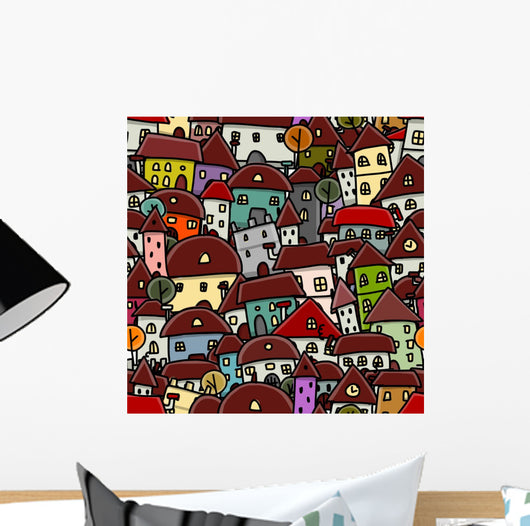 City Sketch Seamless Pattern Wall Decal