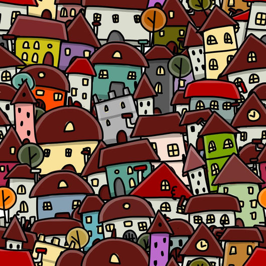City Sketch Seamless Pattern Wall Decal