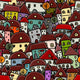 City Sketch Seamless Pattern Wall Decal