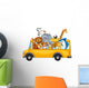 Animals on School Bus Wall Decal