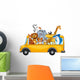 Animals on School Bus Wall Decal