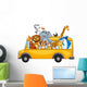 Animals on School Bus Wall Decal