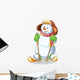 funny snowman skiing on white background Wall Decal