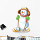 funny snowman skiing on white background Wall Decal