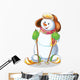 funny snowman skiing on white background Wall Decal