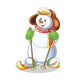 Funny Snowman Skiing On White Background Wall Decal
