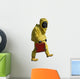Man with briefcase in protective hazmat suit. Isolated on white. Wall Decal