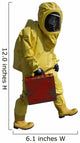 Man with briefcase in protective hazmat suit. Isolated on white. Wall Decal