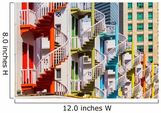 Colorful Spiral Stairs Singapore's Wall Decal