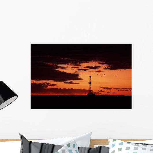 oil rig at sunset Wall Mural