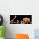 A group of animals are together on a black background with text Wall Mural