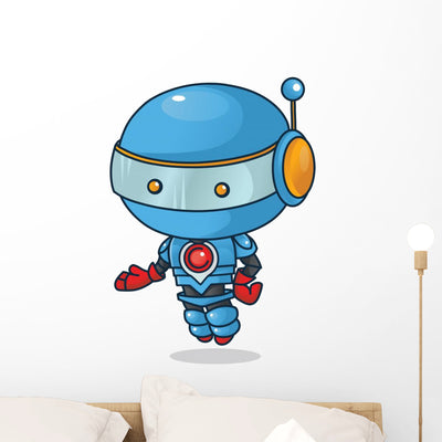 Cartoon Cosmonaut Wall Decal shown on a wall