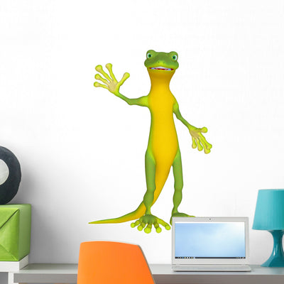 Waving Gecko Wall Decal shown on a wall