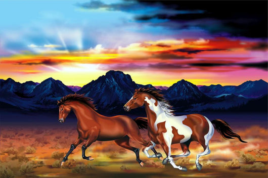 Wild Horses Run Illustration Wall Decal