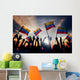 Silhouettes of People Holding Flag of Colombia Wall Mural