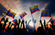 Silhouettes Of People Holding Flag Of Colombia Wall Decal