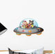 Playful Animals inside Saucer Wall Decal