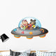 Playful Animals inside Saucer Wall Decal