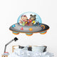 Playful Animals inside Saucer Wall Decal