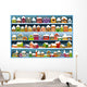 Winter banners with cartoon houses Wall Mural