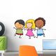 multicultural children cartoon illustration Wall Decal