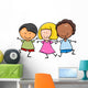 multicultural children cartoon illustration Wall Decal