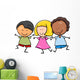 multicultural children cartoon illustration Wall Decal