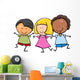 multicultural children cartoon illustration Wall Decal
