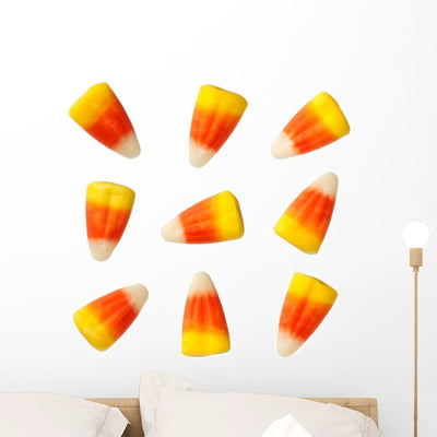 Halloween Candy Corns Wall Decal Sticker Set shown on a wall