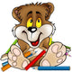 Sweet Bear And Crayons - Detailed Cartoon Illustration Wall Decal