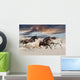 Five horse run gallop in desert at sunset Wall Mural