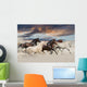 Five horse run gallop in desert at sunset Wall Mural