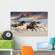 Five horse run gallop in desert at sunset Wall Mural