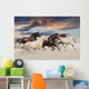 Five horse run gallop in desert at sunset Wall Mural