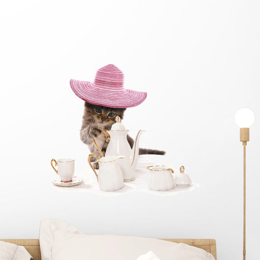 English Teatime kitten cat Wall Decal