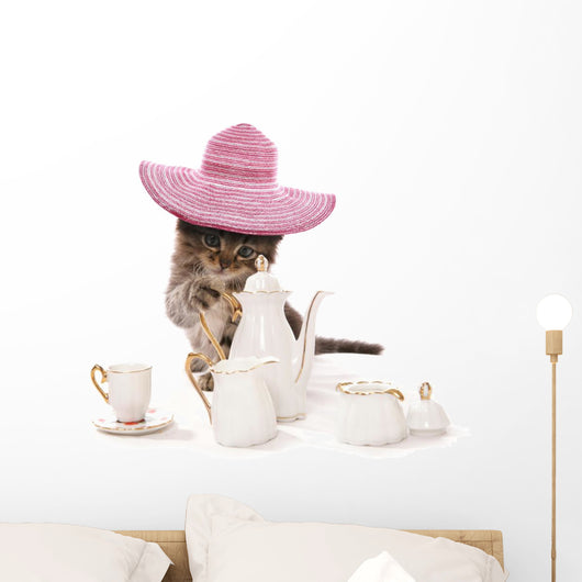 English Teatime kitten cat Wall Decal