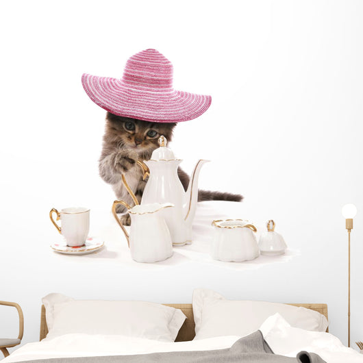 English Teatime kitten cat Wall Decal