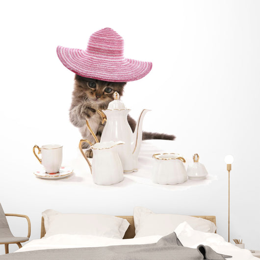 English Teatime kitten cat Wall Decal