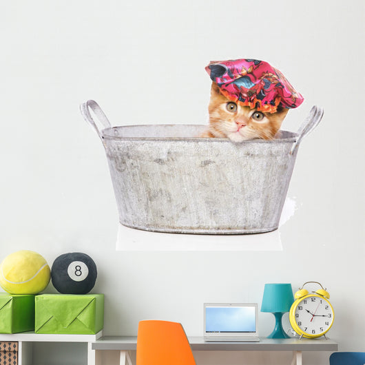 Cat Bath with Shower Wall Decal