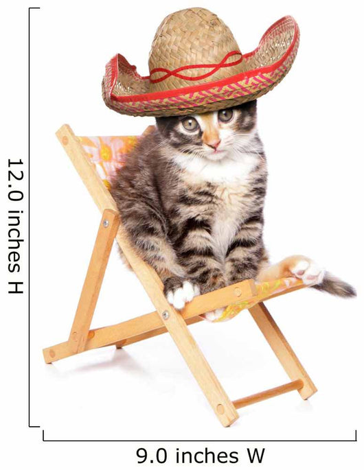 Vacationing Sombrero Kitten Wall Decal