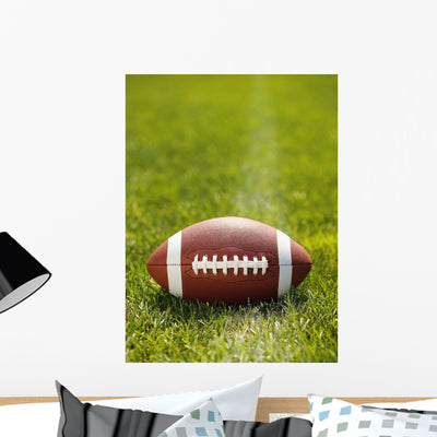 American Football On Field With Yard Line Wall Decal shown on a wall