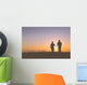 Senior couple holding hands silhouettes Wall Mural
