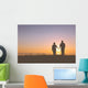 Senior couple holding hands silhouettes Wall Mural