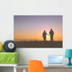 Senior couple holding hands silhouettes Wall Mural