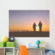 Senior couple holding hands silhouettes Wall Mural