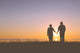Senior Couple Holding Hands Silhouettes Wall Decal