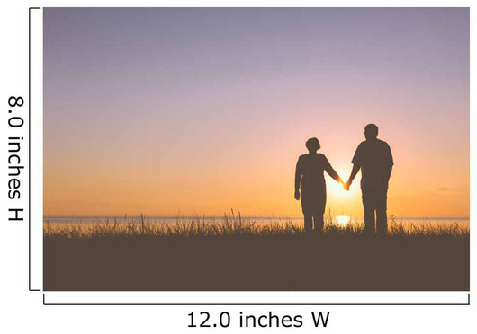 Senior couple holding hands silhouettes Wall Mural