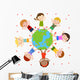 kids and globe Wall Decal